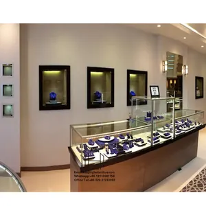 Table d'exposition de bijoux en verre trempé, armoire de bijouterie, conception de comptoir de bijouterie Simple