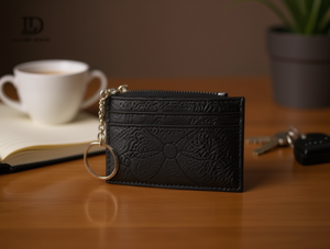 Portacarte con cerniera ricamata da 4 pollici in pelle PU dal design minimalista per contenere carte - Product Image 2