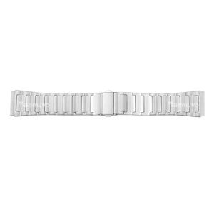Vintage White Stainless Steel Watch <b>Strap</b> Band Breathable Feature for Watch 22mm Band Length Deployant Clasp - Product Image 1