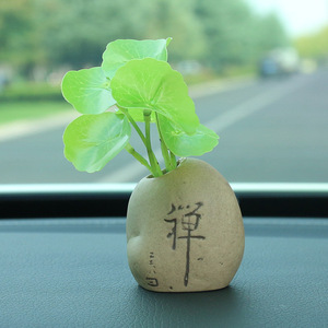 Pennywort Artificial Plant <b>Ceramic</b> <b>Pot</b> Car Ornament Indoor Decor High Simulation Leaves - Product Image 2