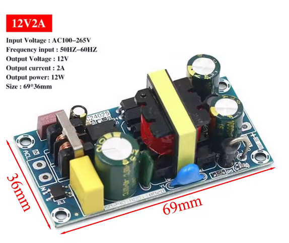 12V 2A / 24V 1A Switching Power Supply Board Module Bare Board 24W 25W AC-DC Full-Power Isolated