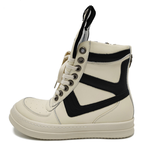 Zapatos de Hombre R, O, de Cuero Genuino, de Caña Alta, Negros y Blancos, con Diseño de Triángulo Invertido Grande - Product Image 5