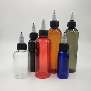 カスタムロゴ印刷ラベル305080100120150200250500mlプラスチックPEスクイーズボトル、ソース液体オイル用ツイストトップキャップ付き