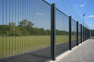 Clôture de sécurité domestique anti-escalade en treillis soudé 358, enduit de poudre, antirouille, durable, 2,1 m x 2,4 m, avec <span class=keywords><strong>lame</strong></span> de fil barbelé - Product Image 2