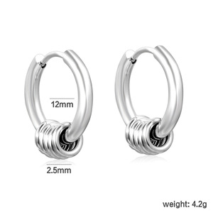 Pendientes Huggie de Acero Inoxidable, Circulares, Geométricos, Unisex, Modelo Et112401s - Product Image 4