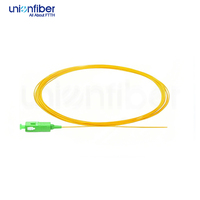 Fiber Optik Pigtail Simplex OS2 Single Mode G652D 0.9mm LSZH SC APC 1M dengan Buffer Ketat untuk FTTH, Pusat Data, POE, dan 5G