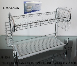 Escurridor de Platos de Acero Inoxidable de 34x65cm con Bandeja, Estante de Almacenamiento Multifuncional para Cocina - Product Image 3