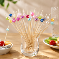 Groothandel wegwerp decoratieve bamboe fruitprikkers kunsttandenstokers voor cocktail sandwiches fruit feestdecoratie