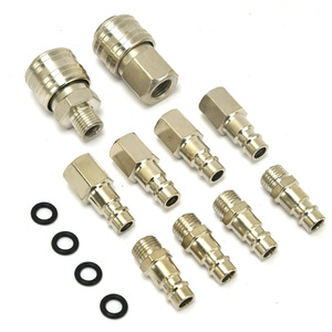 Plowing German Style Quick <b>Coupling</b> 10 Piece Set 1/4 Inch Air Hose Connector Nickel Plated Copper Pneumatic Components - Product Image 3