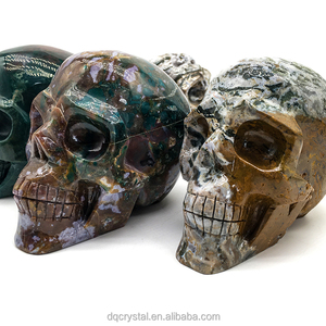 Vente en gros de crânes de jaspe d'océan colorés en cristal sculpté à la main en cristal crânes de jaspe d'océan pour la décoration feng shui - Product Image 4