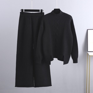 Blubelle Set 2 Pezzi Casual in Maglia a Treccia Solida, Nuova Collezione Invernale 2025, Maglione <span class=keywords><strong>Dolcevita</strong></span> da <span class=keywords><strong>Donna</strong></span> + Pantaloni Vestibilità Rilassata - Product Image 4