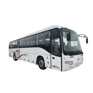 KLQ6129 53 Seats Tour Coach Higer Brand Left Hand Drive Second Hand Bus Double Door Rear Engine