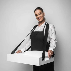 Bandejas de Madera para Aperitivos con Correa, Bandeja Grande Tipo Usherette, Bandejas para Servir en Noches de Cine, Porta Bebidas y Palomitas de Maíz Tipo Usherette - Product Image 1
