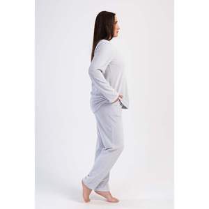 Ensemble de pyjama en velours pour femmes, taille XXL, col rond, manches longues, avec poche ovale, vêtements de nuit surdimensionnés - Product Image 2