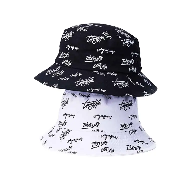Motif bord blanc pêcheur plage seau chapeaux logo personnalisé moelleux seau chapeau en cuir brodé seau chapeaux