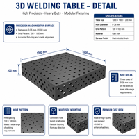 Mesa de Soldadura 3D Robusta de Hierro Fundido Nitrurado, Alta Capacidad de Carga, Modular y Expandible para Trabajos de Construcción en Acero
