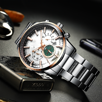 Montre de luxe pour homme à cadran en verre, bracelet en acier inoxydable, étanche, à tourbillon, à quartz, mode décontractée, squelette, personnalisable