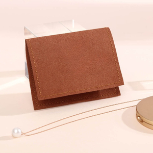 Pochette à bijoux en microfibre Fuchen marron gaufrée avec logo personnalisé, style moderne léger, 10x8cm ou taille personnalisée - Product Image 4