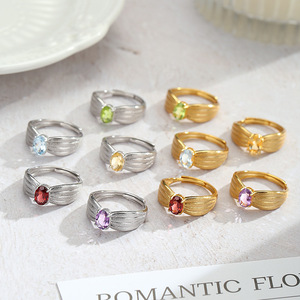 9 Vintage French Brushed Matte <b>Adjustable</b> <b>Rings</b> 925 <b>Silver</b> with 5*7mm Oval Cut Natural Stone Women's Party Wear Jewelry - Product Image 3