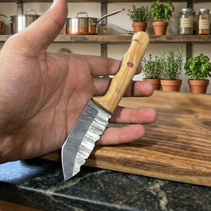 Cuchillo de Supervivencia y Caza de Acero de Damasco Forjado a Mano, Hoja Fija Mini Tipo Drop Point, Mango de Madera, Grado Industrial, Cuchillos para Revendedores OEM - Product Image 4