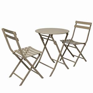 Ensemble <span class=keywords><strong>de</strong></span> salle à manger d'extérieur pliable <span class=keywords><strong>en</strong></span> métal 3 pièces, table <span class=keywords><strong>en</strong></span> <span class=keywords><strong>fer</strong></span> blanc et 2 chaises pour patio, balcon, café - Product Image 2