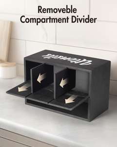 Organizador de Cubiertos de 4 Compartimentos, Caja de Almacenamiento de Madera de Pino Ecológica para Organizar Cubiertos y Utensilios de Cocina - Product Image 4