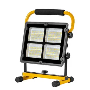 Super Bright 100W Foldable Flood Light Wide Beam Solar Powered Rechargeable LED Work Light for Outdoor Workers Car Maintenance