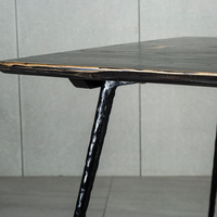 Table à manger en bois massif nordique, vente en gros du fabricant, style simple rétro, table rectangulaire en fer, grande table, table de réception pour salon