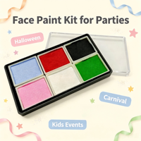 Palette de peinture pour le visage écologique non toxique en 6 couleurs, kit de maquillage pour le corps activé à l'eau pour les enfants, fête sur le thème du carnaval