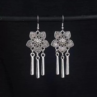 Pendientes Colgantes FanKe Estilo Étnico Retro Europeo-Americano con Borlas de Aleación y Zirconia, Pendientes Exóticos de Turismo con Toque Literario