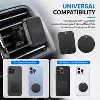 Support magnétique de téléphone pour voiture à fixation sur grille d'aération, 6 aimants, panneau à logo rayé inclinable, durable, rotation à 360°, base sécurisée, plaque métallique