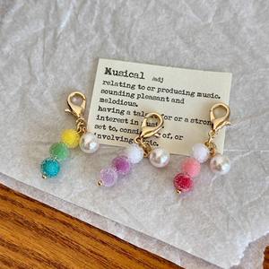 CHENXI Llaveros de Metal Personalizados Originales, Elegantes Llaveros Esmerilados con Caramelos, Colgantes de Perlas para Bolsos - Product Image 4