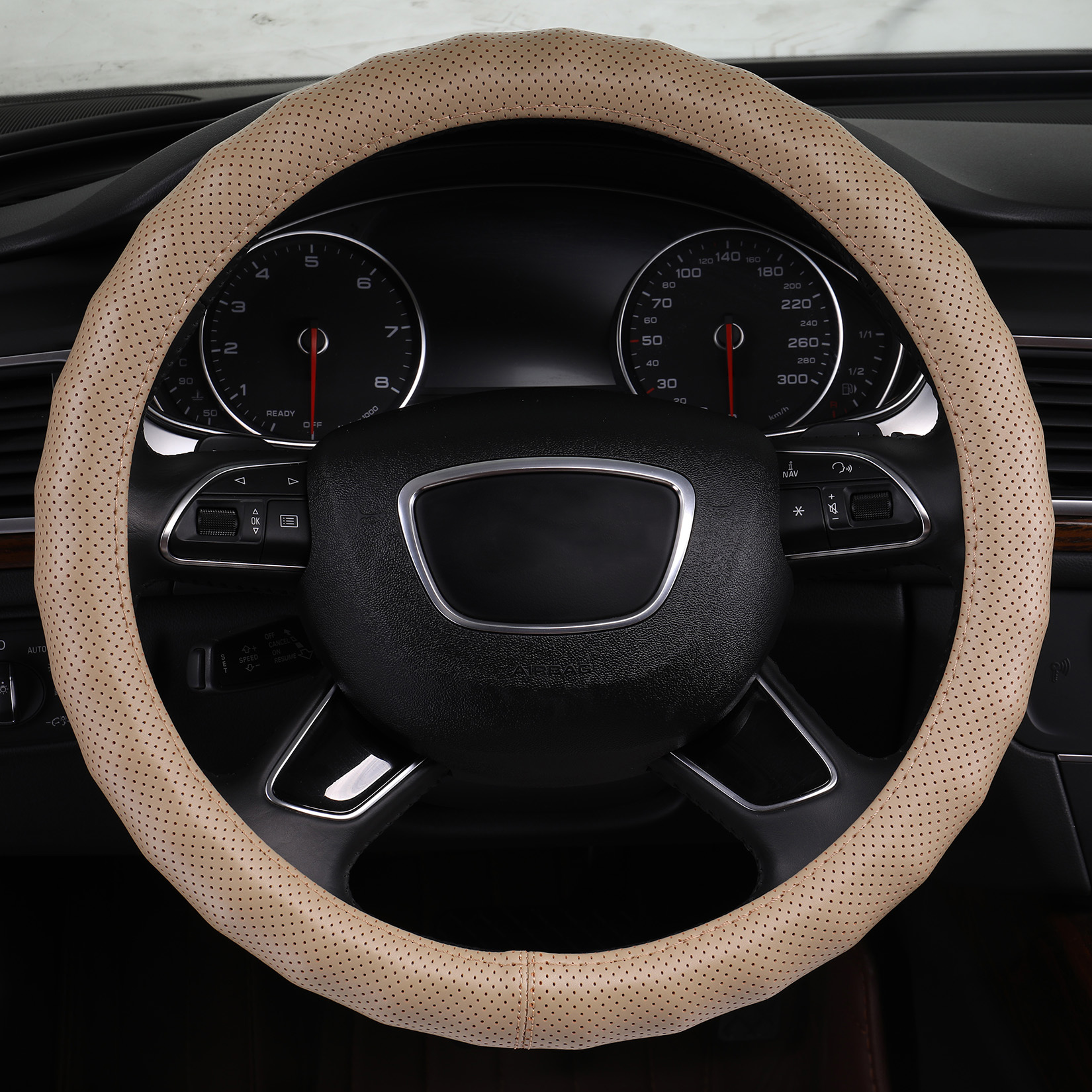 Чехол на руль из микрофибры для автомобиля, защитные аксессуары для оригинального руля, универсальный размер 14-15 дюймов