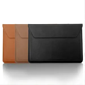 Grote Capaciteit Gepersonaliseerde Vegan Lederen Sleeve Bag Universele Flap Envelop Case Pouch Tablet Sleeve