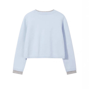 Dalang Women's Layered <b>Cardigan</b> Full Sleeve Crew Neck Single Breasted Loose Fit Contrast Color Autumn Winter Wear - Product Image 5