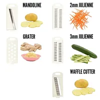 Zenidoo 5-delige mandoline groentesnijder handmatige keukenhulp multi-blad plastic roestvrij staal multifunctioneel