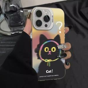 What <span class=keywords><strong>Mean</strong></span> Cat Impression Argent Électrolytique Clé TPU PC Housse de Téléphone Portable pour Iphone 8 Xr Xs Max 11 12 13 14 15 16 17 Air - Product Image 3