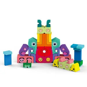 Kids Educational Rainbow Blocks Stacking Toys Montessori Preschool Learning Wooden Blocks For Children