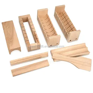 木制寿司套装完整的木制套件寿司制造商7X工具1x刮刀，用于制作圆形方形三角形心形寿司