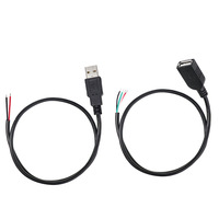 Cable Pigtail Industrial de 5V 2A USB 2.0 Macho de 2 Pines y 4 Pines con Cable Desnudo Trenzado para Reparación y Reemplazo de Fuentes de Alimentación DIY