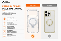 Coque transparente de luxe antichoc avec anneau magnétique et béquille ATB DESIGN, directement de l'usine, pour iPhone
