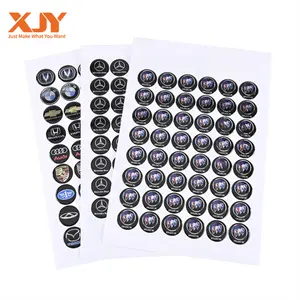 XJY su geçirmez UV dayanıklı yapışkan şirket Logo baskı reçine kristal kubbe 3D epoksi Sticker