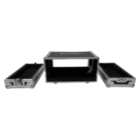 Flight case portable sur mesure 19 pouces 4U pour équipement de mixage, amplificateur audio et rack de sonorisation, avec poignée extractible et roulettes
