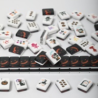 Tuiles de Mahjong Américain en Acrylique Double Couche Noir et Blanc, Pliables, Écologiques, Portables, de Luxe, Cadeaux de Fêtes, Loisirs