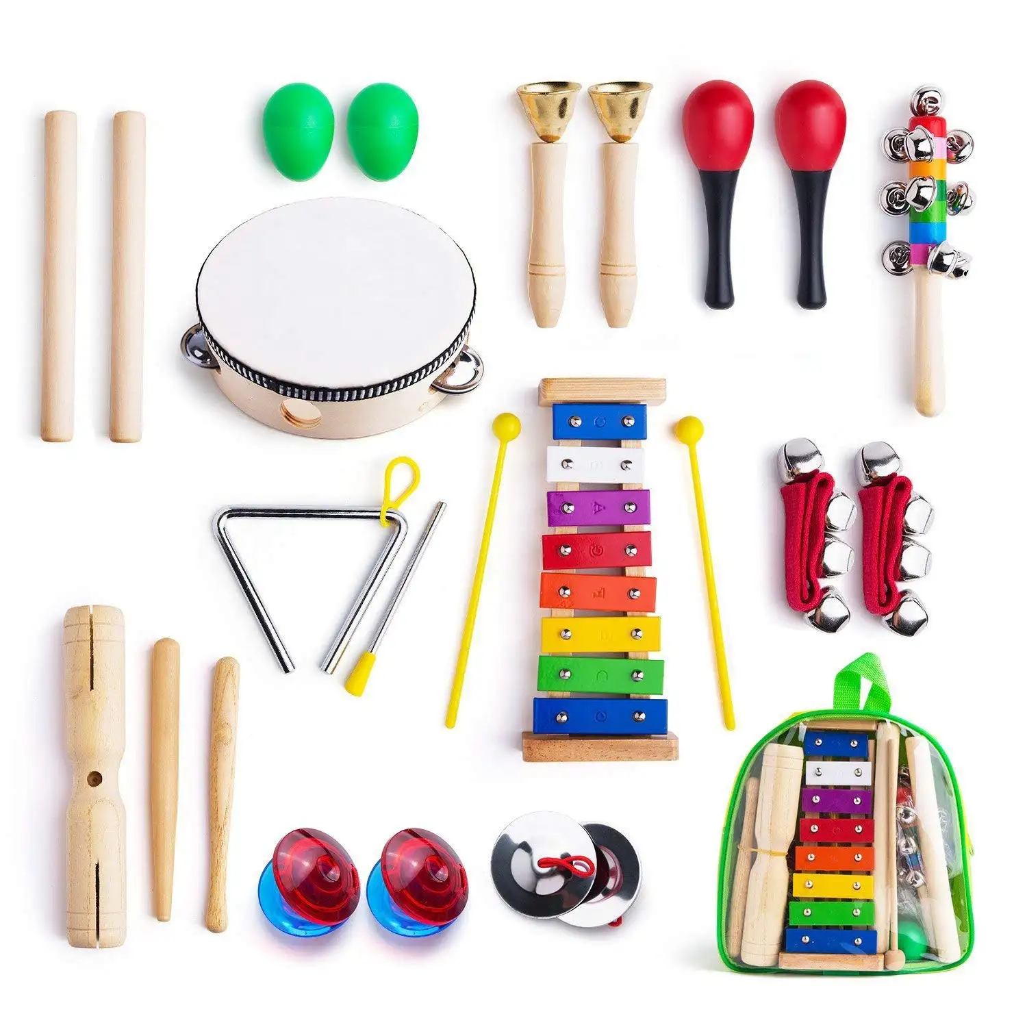 Rhythm Band Musical Instruments for Toddler with Carry Bag,12 in 1 Music Percussion Toy Set for Kids