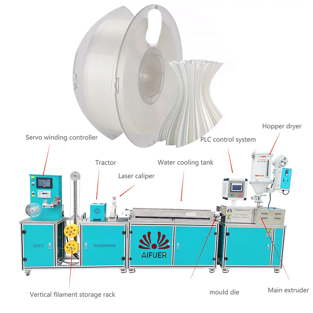 Aifuer mesin ekstrusi filamen plastik pembuat filamen 3d