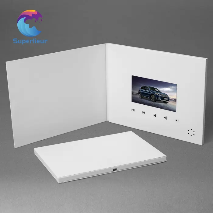 Superlieur beyaz 7 inç IPS ekran yüksek çözünürlüklü LCD düğün davetiyeleri Video selamlar broşürler sert kapak dekoratif kart reklam