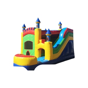 Надувной игровой комплекс для детей: коммерческий надувной батут-замок розового цвета с горкой для помещений - Product Image 2