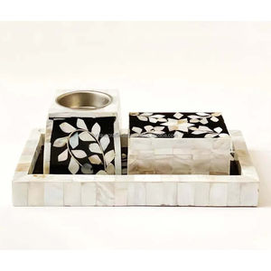 Juego de Incienso Bukhoor con Incrustaciones de Nácar en Zigzag Gris, con Bandeja de Resina, Caja Quemadora de Incienso, Decoración de Lujo - Product Image 2