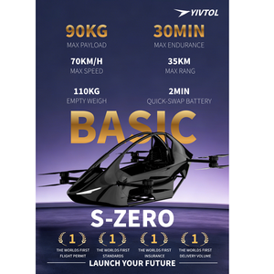 Nuovo YIVTOL <span class=keywords><strong>S</strong></span> ZERO Originale, Veicolo Volante a Batteria in Fibra di Carbonio, 10-55 Minuti di Volo, Carico Utile 110kg, 70km/<span class=keywords><strong>h</strong></span>, Combo Base - Product Image 2